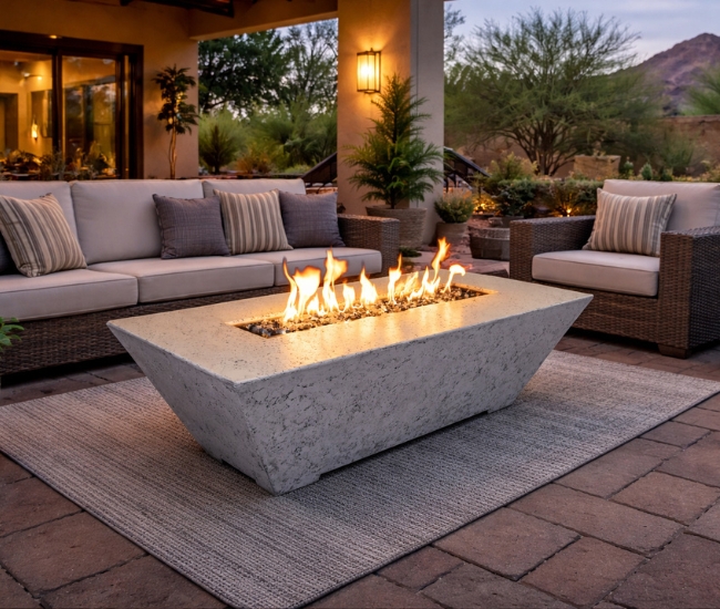 Grand Canyon 72-inch Rectangular White Fire Table (24-inch Height) 